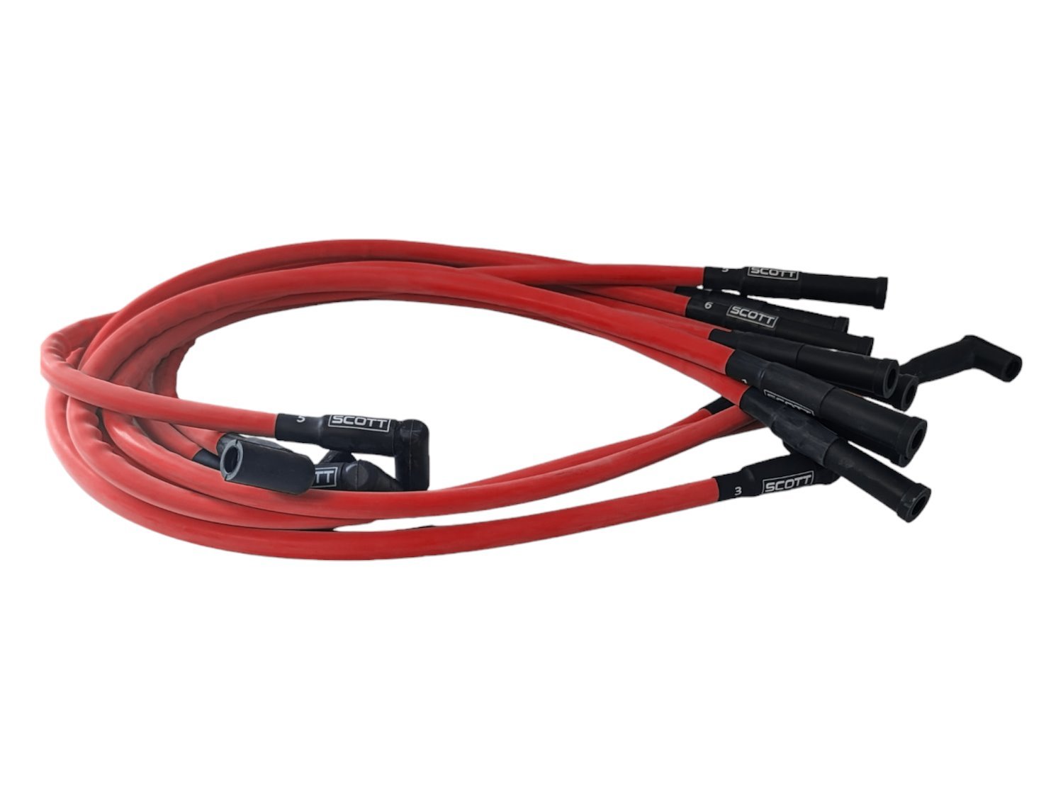 SPW300-CH-428-2 Super Mag Fiberglass-Oversleeved Spark Plug Wire Set for Big Block Ford FE [Red]