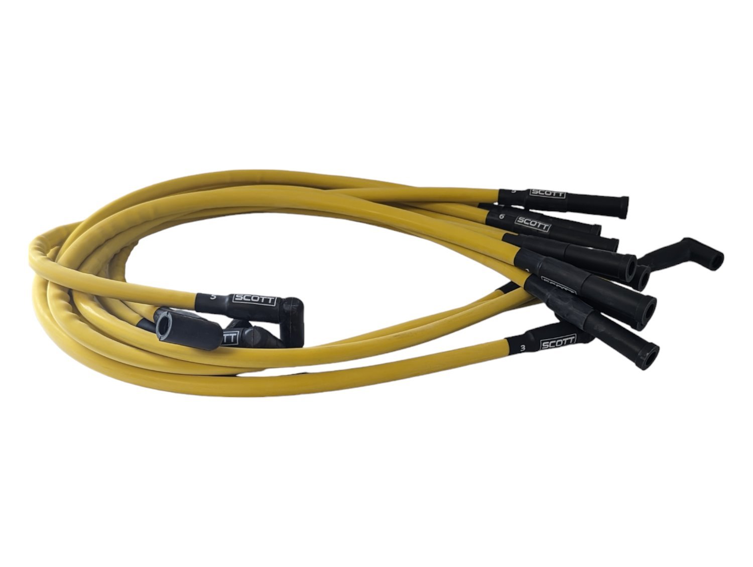 SPW300-CH-428-7 Super Mag Fiberglass-Oversleeved Spark Plug Wire Set for Big Block Ford FE [Yellow]