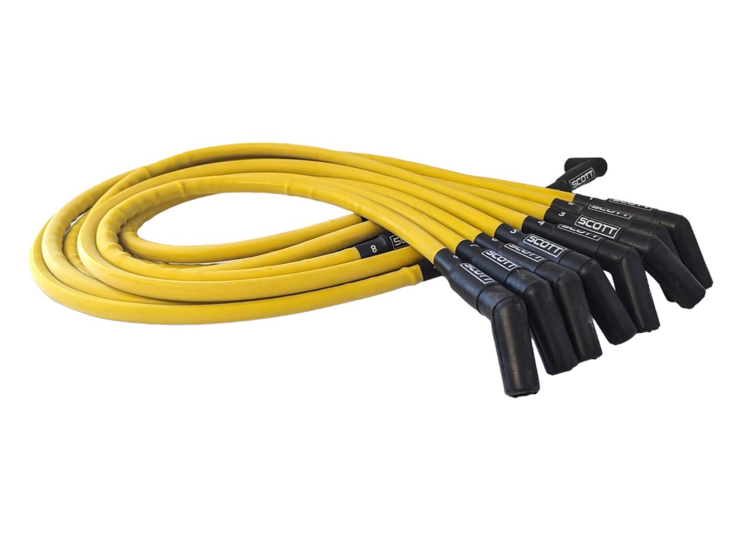 SPW300-CH-429-7 Super Mag Fiberglass-Oversleeved Spark Plug Wire Set for Big Block Ford, Over Valve Cover [Yellow]
