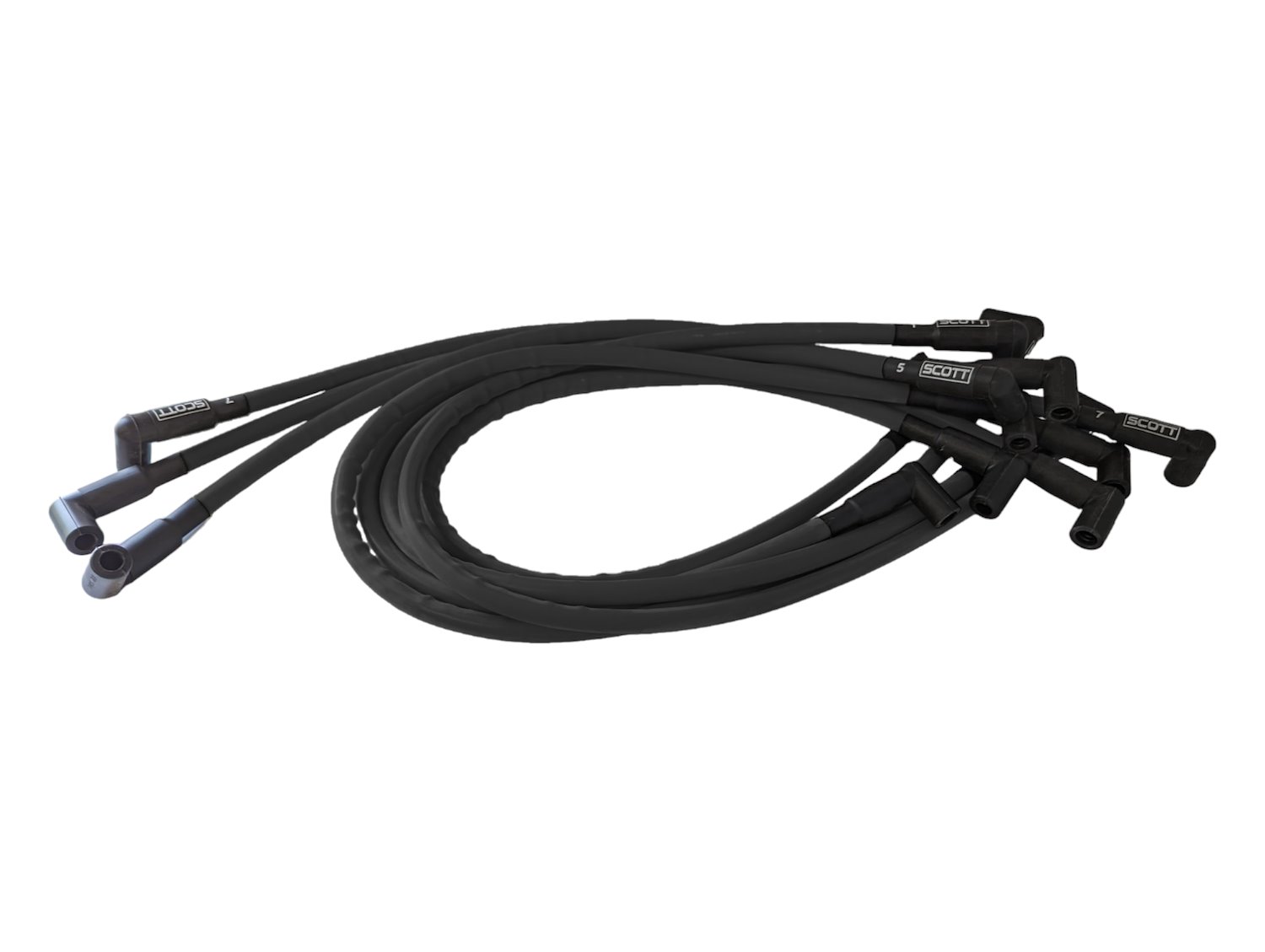 SPW300-CH-435-1 Super Mag Fiberglass-Oversleeved Spark Plug Wire Set for Small Block Chevy, Around Front [Black]