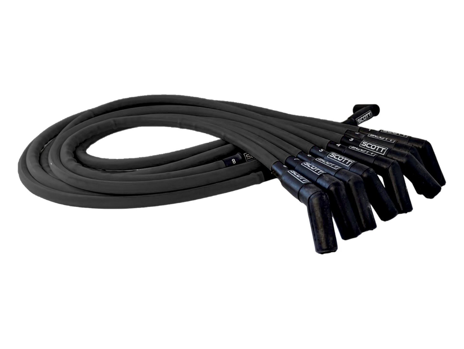 SPW300-CH-439-1 Super Mag Fiberglass-Oversleeved Spark Plug Wire Set for Small Block Ford, Under Header [Black]