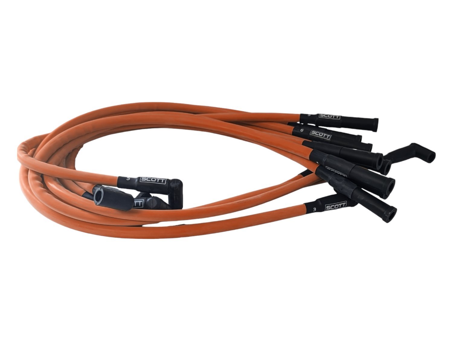 SPW300-CH-660-9 Super Mag Fiberglass-Oversleeved Spark Plug Wire Set for Small Block Dodge [Fluorescent Orange]