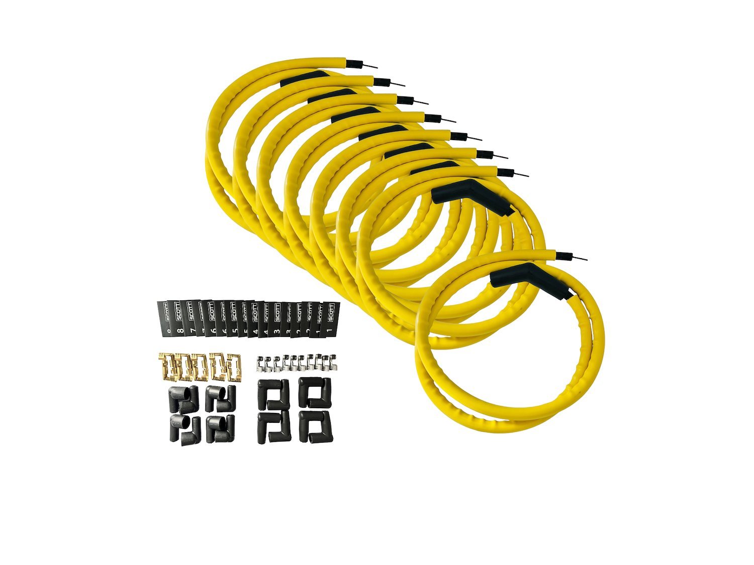 SPW300-CH-K45-7 DIY Super Mag Fiberglass-Oversleeved Spark Plug Wire Set, 45-Degree Boots [Yellow]