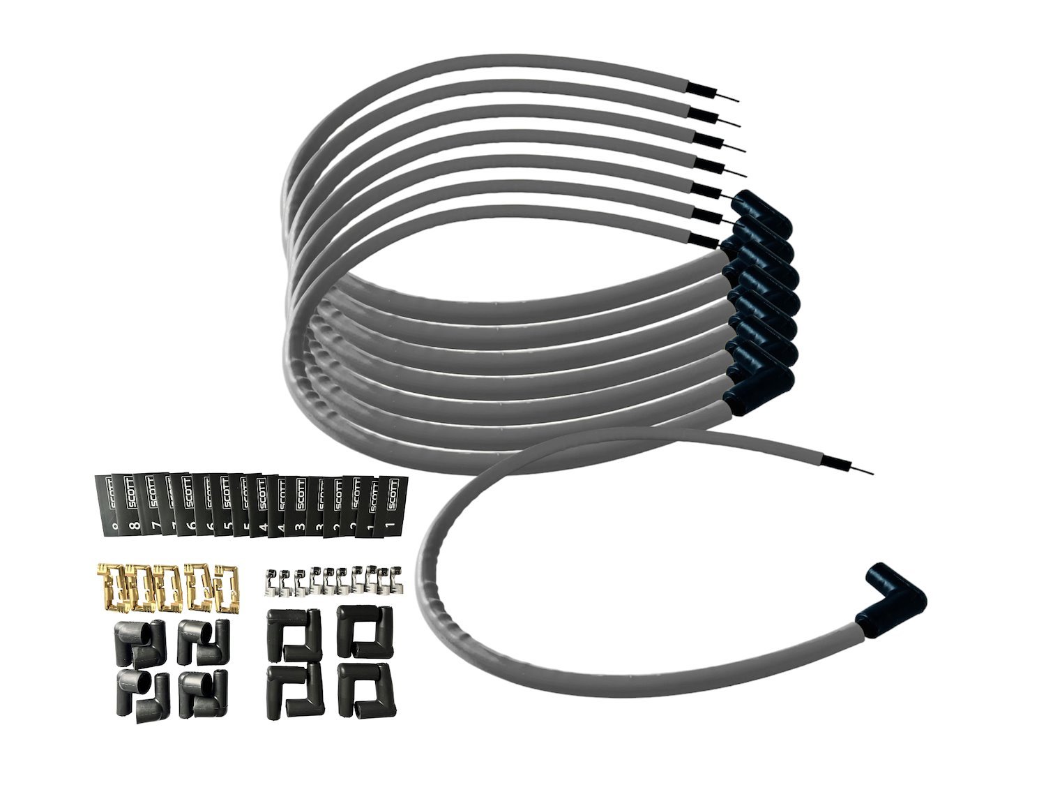 SPW300-CH-K90-3 DIY Super Mag Fiberglass-Oversleeved Spark Plug Wire Set, 90-Degree Boots [Gray]