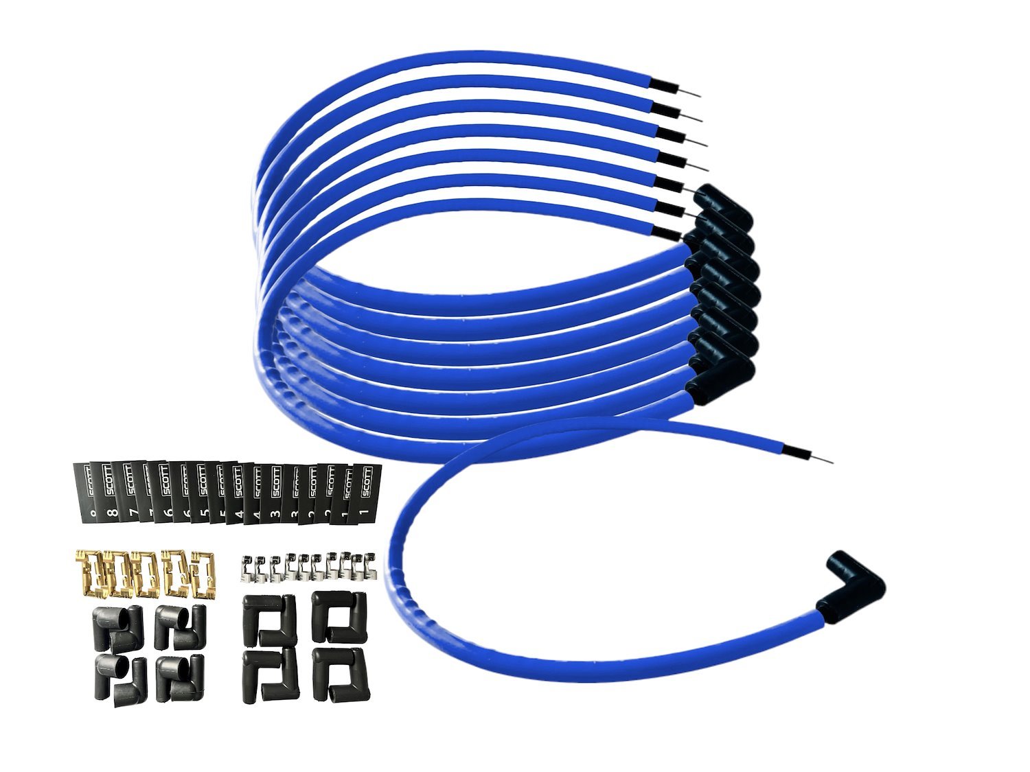 SPW300-CH-K90-4 DIY Super Mag Fiberglass-Oversleeved Spark Plug Wire Set, 90-Degree Boots [Blue]