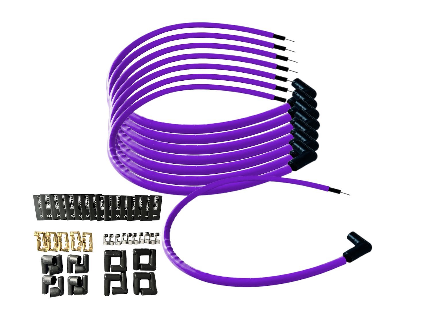 SPW300-CH-K90-6 DIY Super Mag Fiberglass-Oversleeved Spark Plug Wire Set, 90-Degree Boots [Purple]