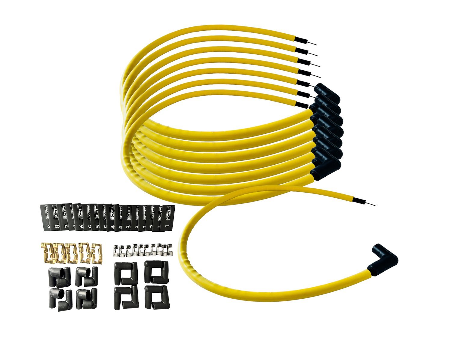 SPW300-CH-K90-7 DIY Super Mag Fiberglass-Oversleeved Spark Plug Wire Set, 90-Degree Boots [Yellow]