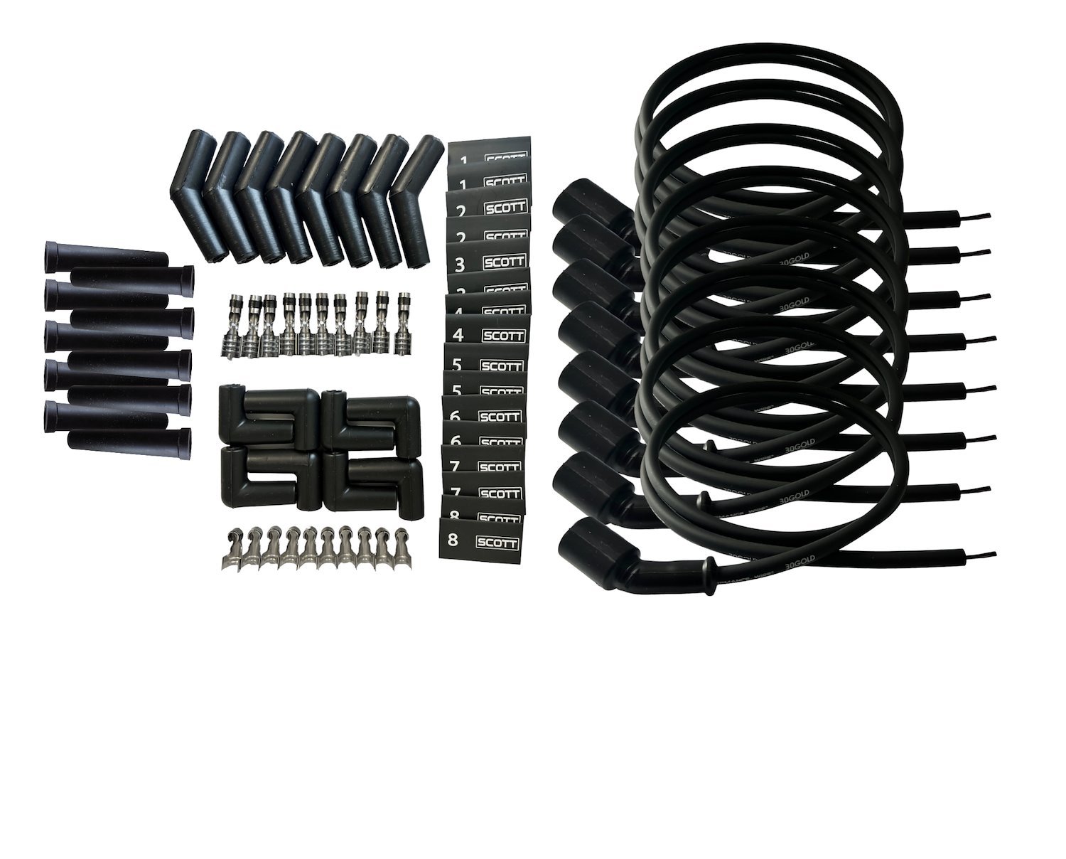 SPW300-NS-LSRELO DIY Super Mag Non-Sleeved Spark Plug Wire Set for DIY Sets [45-Degree GM LS Coil]