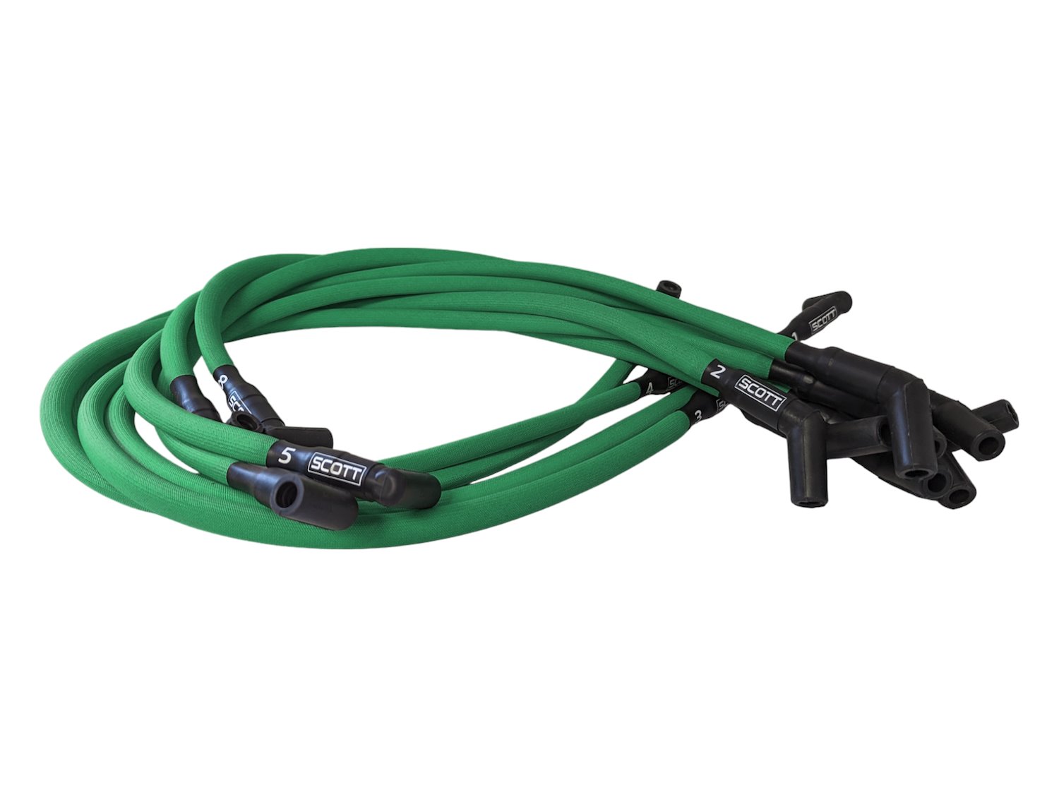 SPW300-PS-426-4 Super Mag Fiberglass-Oversleeved Spark Plug Wire Set for Small Block Ford, Over Valve Cover [Green]