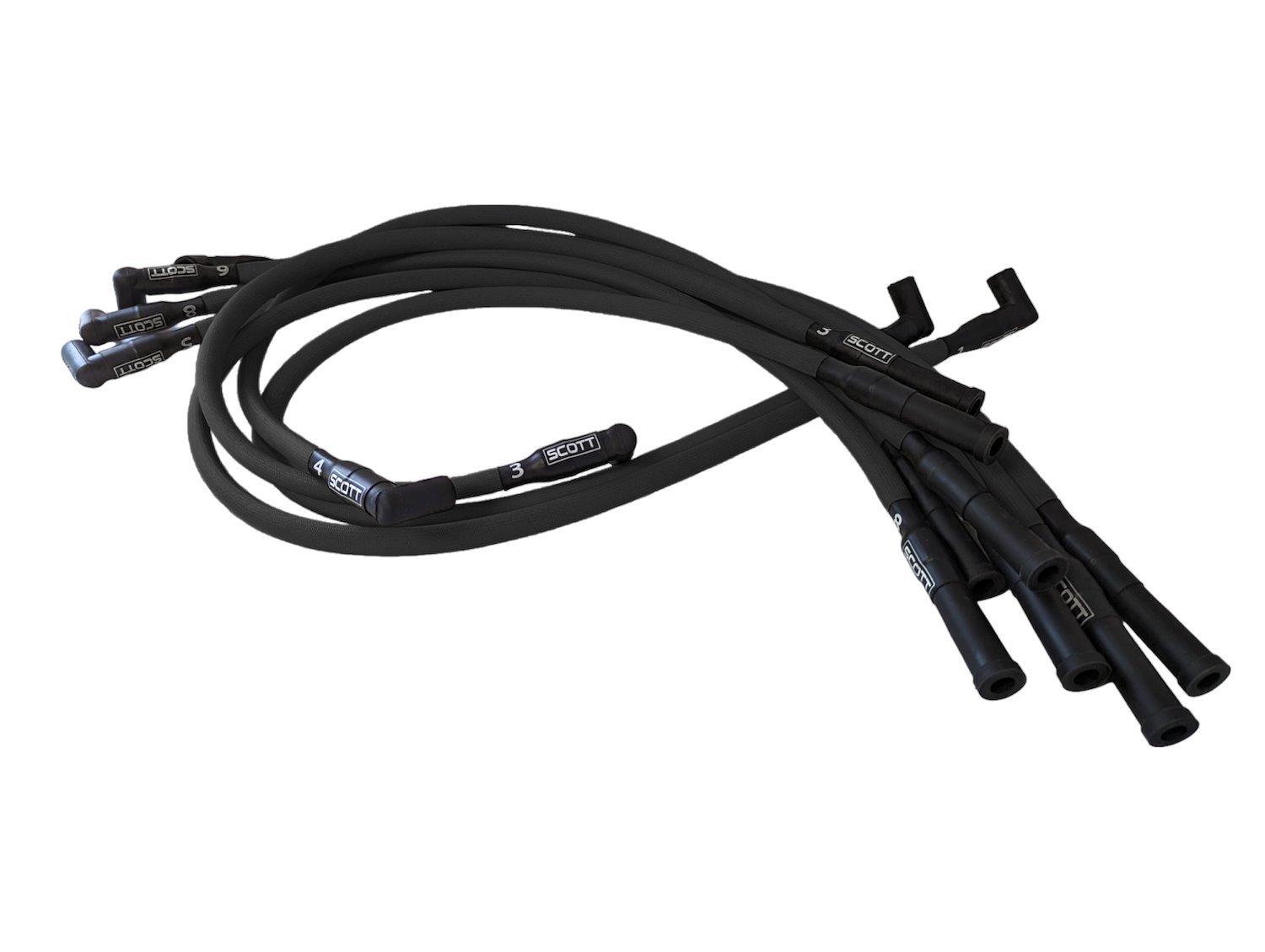 SPW300-PS-428-1 Super Mag Fiberglass-Oversleeved Spark Plug Wire Set for Big Block Ford FE [Black]