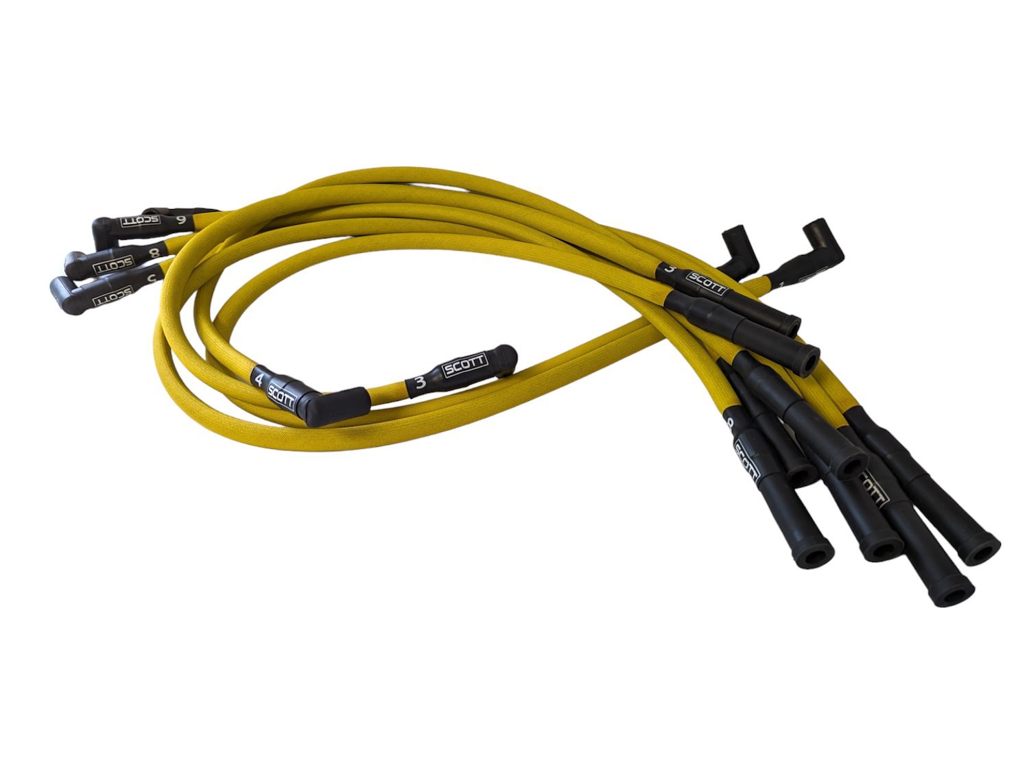 SPW300-PS-428-5 Super Mag Fiberglass-Oversleeved Spark Plug Wire Set for Big Block Ford FE [Yellow]