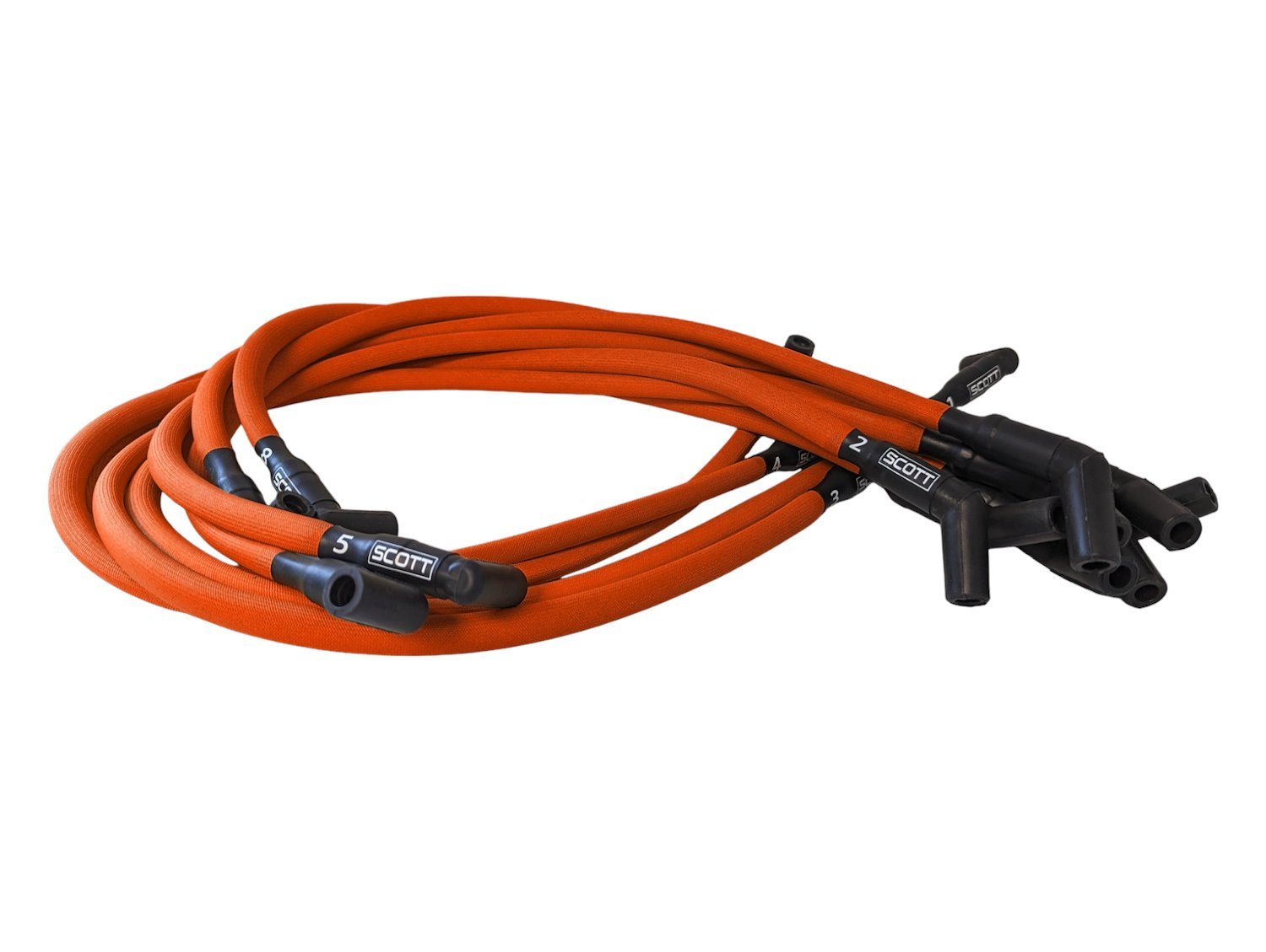SPW300-PS-429-6 Super Mag Fiberglass-Oversleeved Spark Plug Wire Set for Big Block Ford, Over Valve Cover [Orange]
