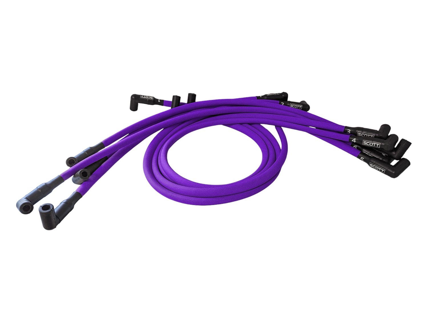 SPW300-PS-430-7 Super Mag Fiberglass-Oversleeved Spark Plug Wire Set for Big Block Ford, Under Header [Purple]