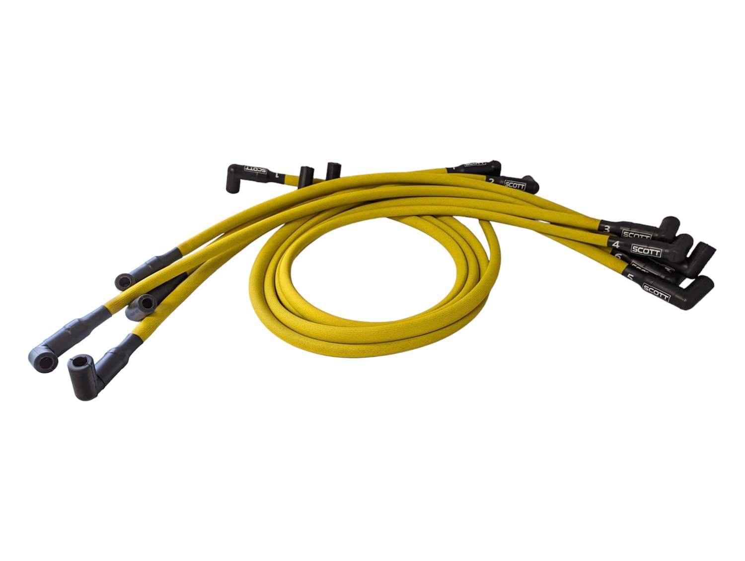 SPW300-PS-516-5 Super Mag Fiberglass-Oversleeved Spark Plug Wire Set for Big Block Chevy Dragster, Under Header [Yellow]