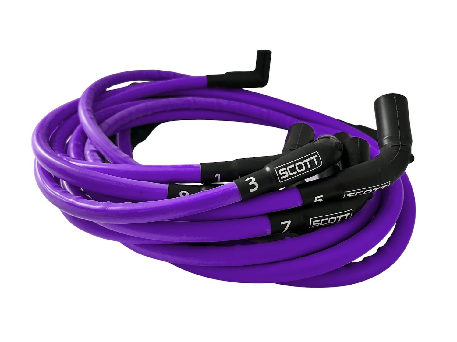 SPW-CH-525L-F-6 High-Performance Silicone-Sleeved Spark Plug Wire Set, GM LS Long 525 Crate, Around Front Under Header [Purple]