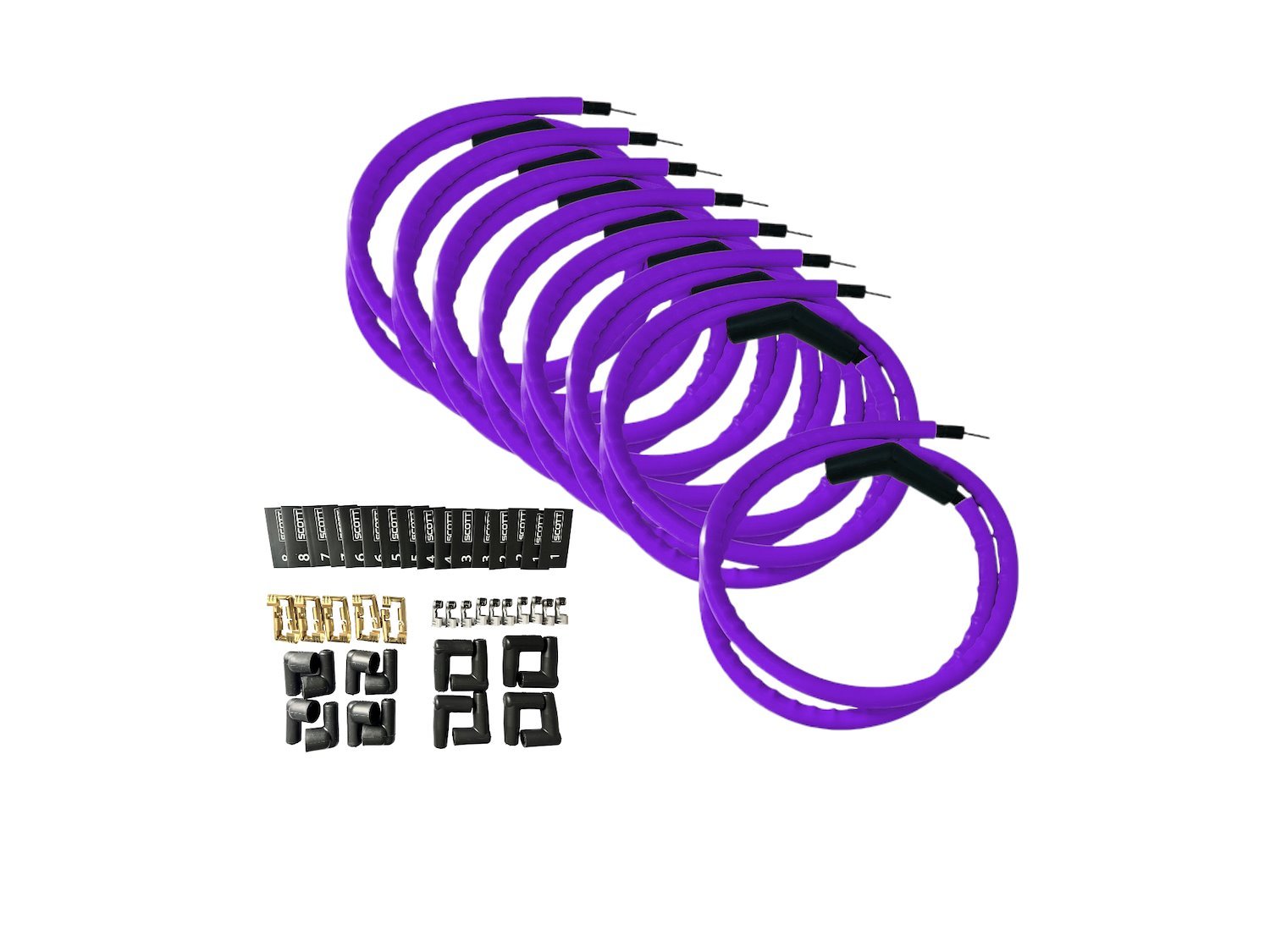 SPW-CH-K45-6 DIY High-Performance Silicone-Sleeved Spark Plug Wire Set, 45-Degree Boot [Purple]