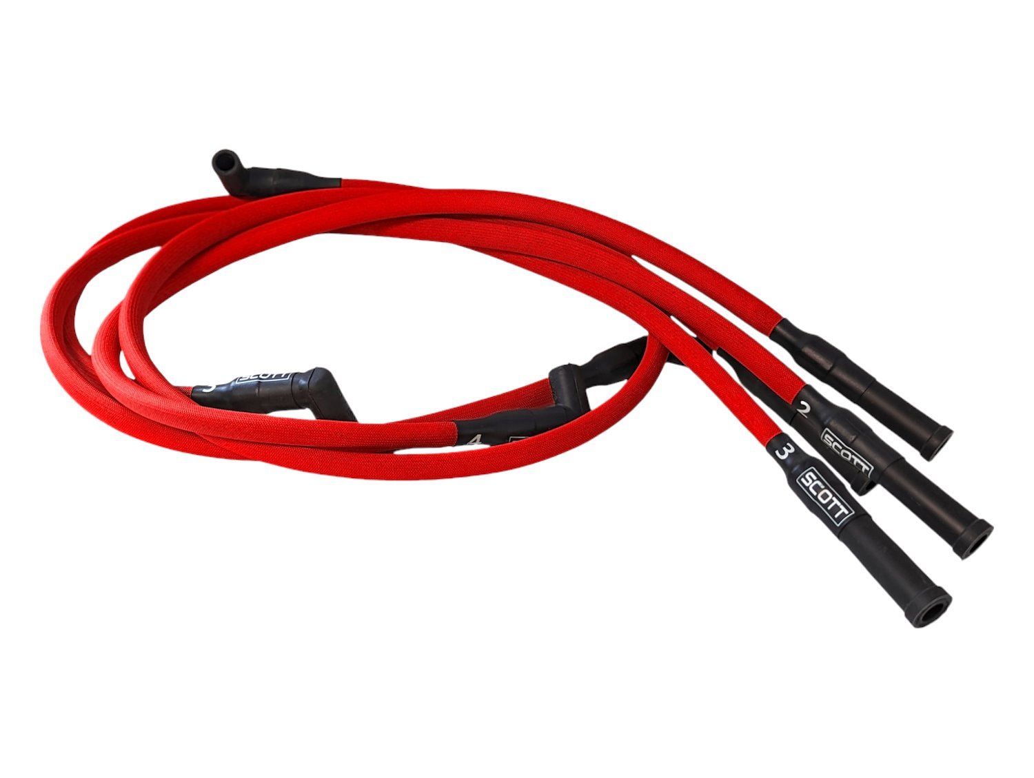 SPW-PS-23-2 High-Performance Fiberglass-Oversleeved Spark Plug Wire Set for Ford 2.3L [Red]