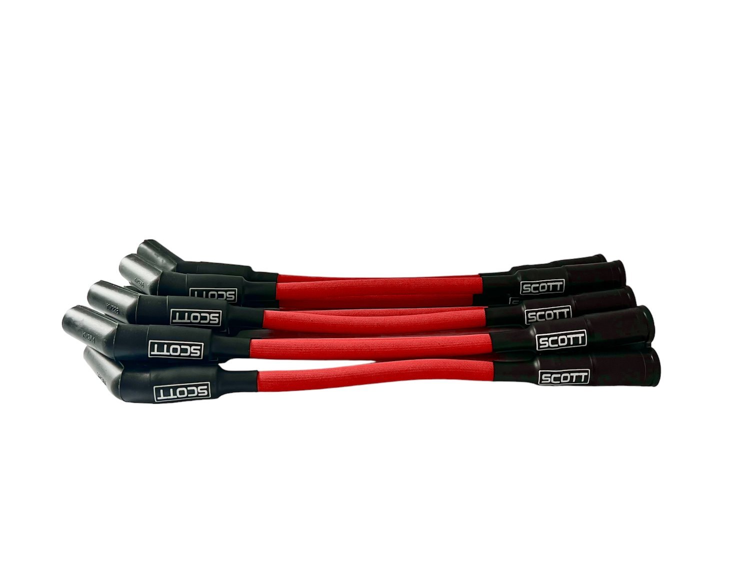 SPW-PS-525S-2 High-Performance Fiberglass-Oversleeved Spark Plug Wire Set for GM LS Short 525 Crate, Over Valve Cover [Red]