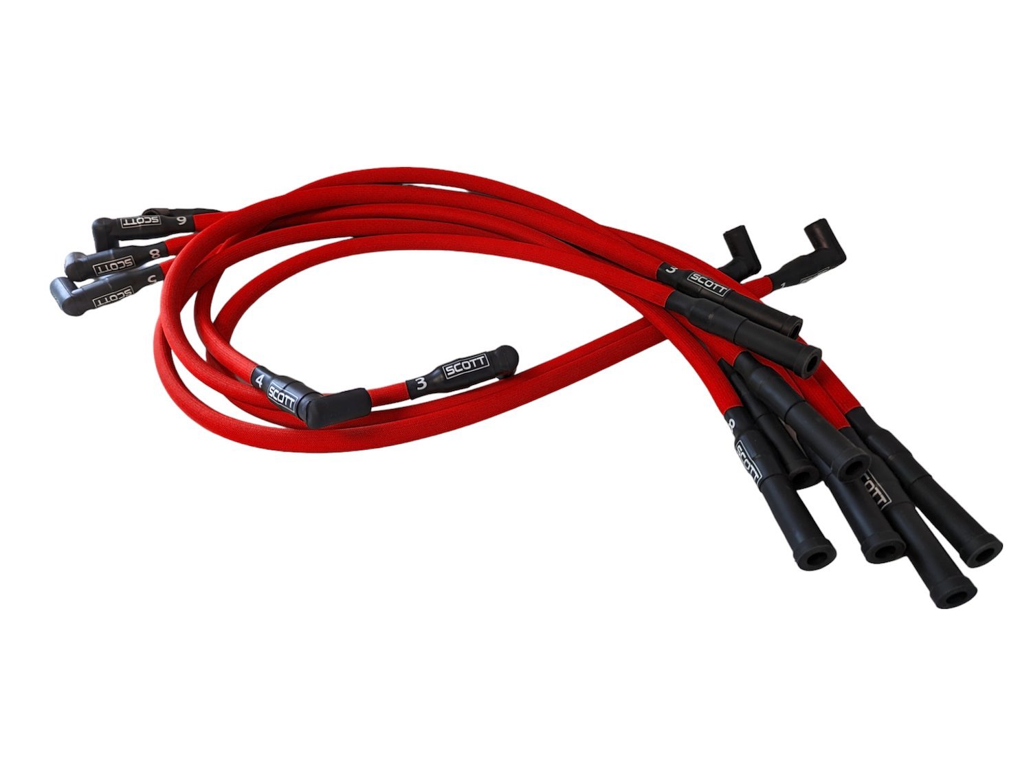 SPW-PS-660-2 High-Performance Fiberglass-Oversleeved Spark Plug Wire Set for Small Block Dodge [Red]