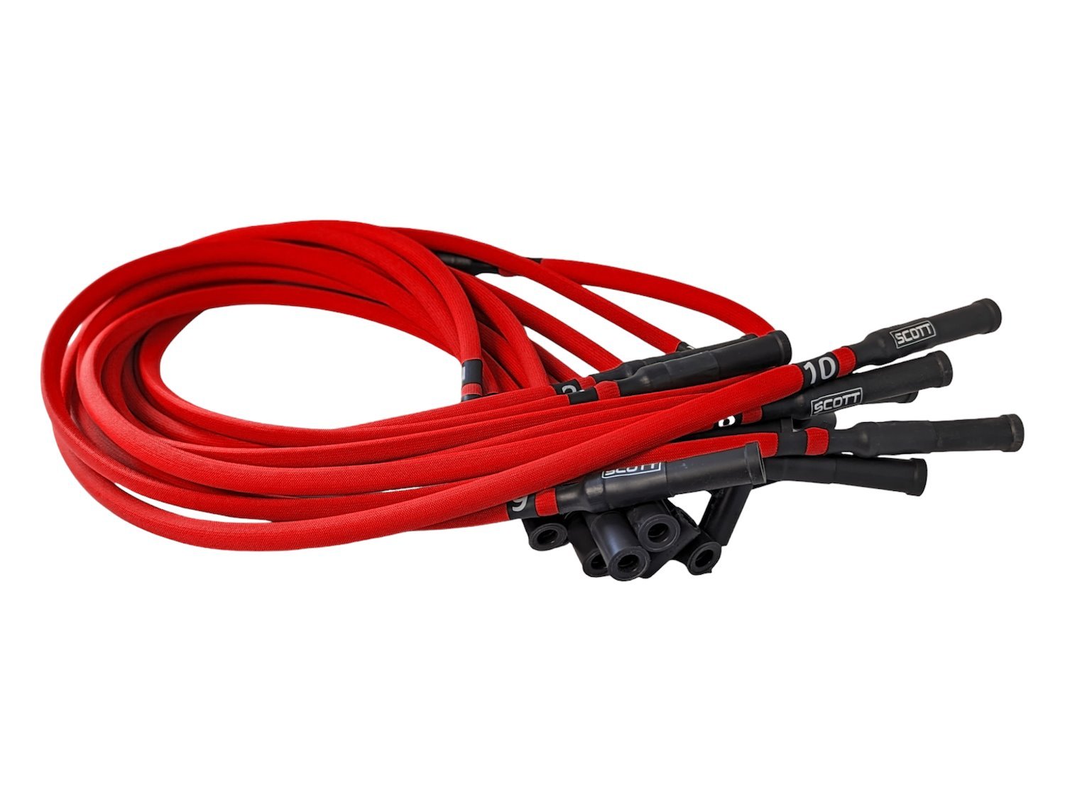 SPW-PS-690-I-2 High-Performance Fiberglass-Oversleeved Spark Plug Wire Set for Dodge Viper (Gen-1) [Red]