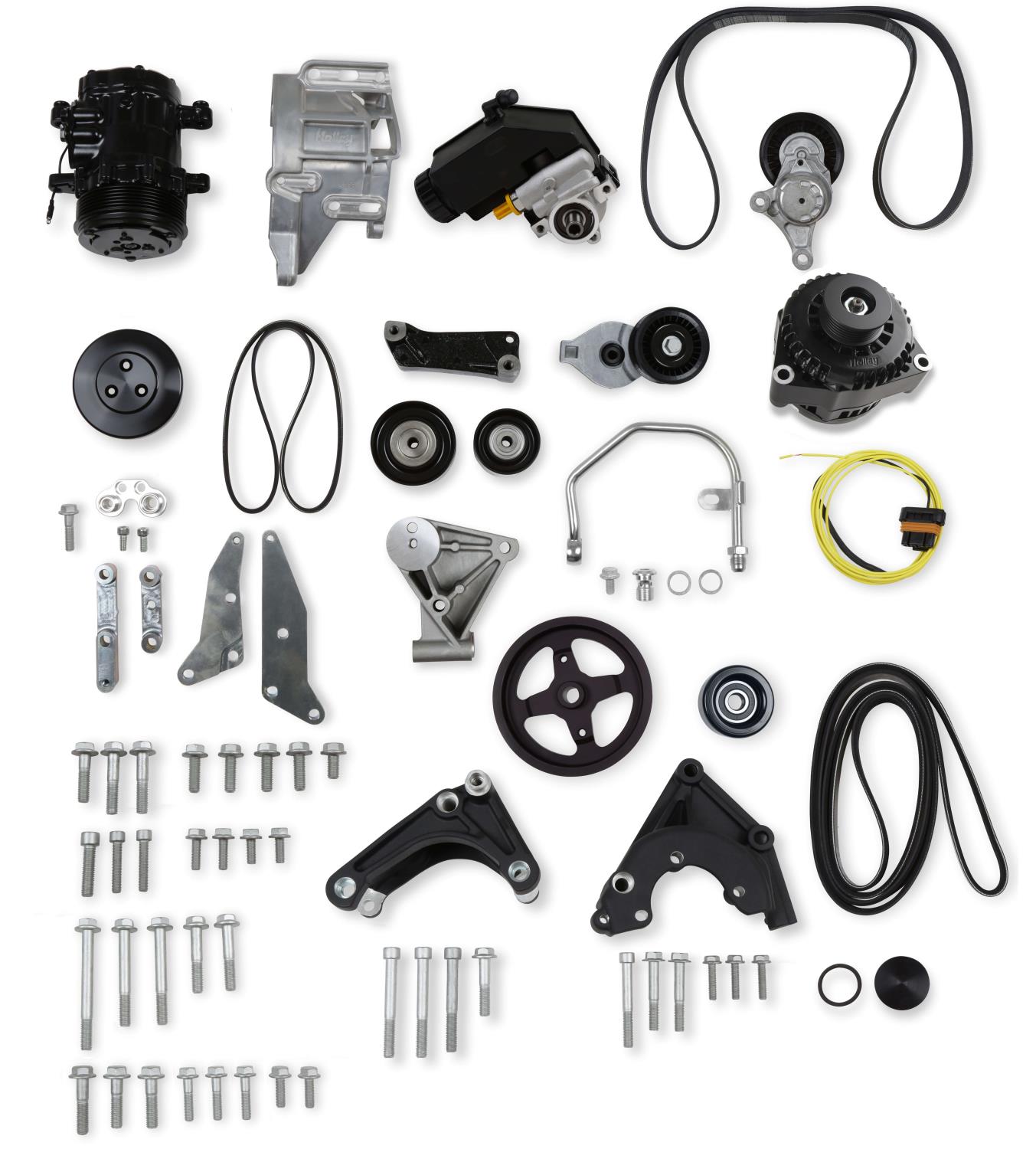Low-Mount Complete Accessory Drive Kit [Black] GM Supercharged Gen III/IV LSA, LS