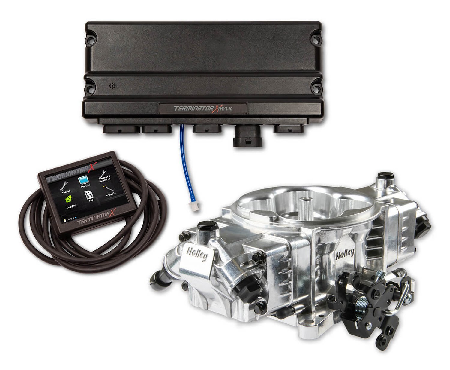 Terminator X Max Stealth 4150 EFI System with Transmission Control for GM LS Engines with 24x Ignition [Shiny Finish]