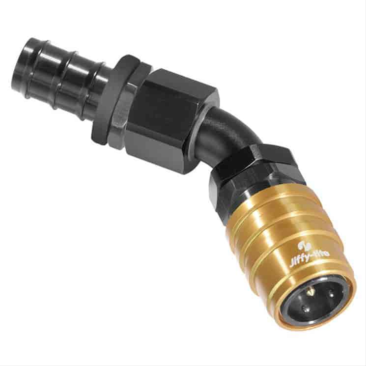 45DEG Elbow- Socket with -6 AN Hose Barb- Valved EPDM Seals