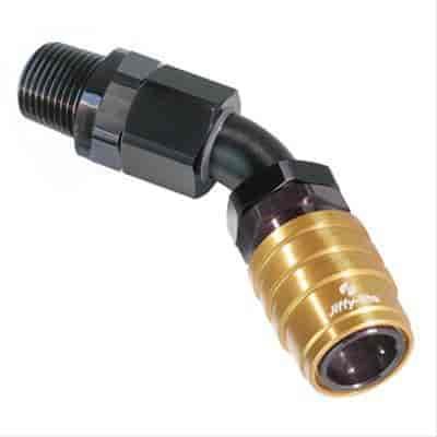 45DEG Elbow- Socket with 1/4IN. NPT Male- Valved EPDM Seals Black