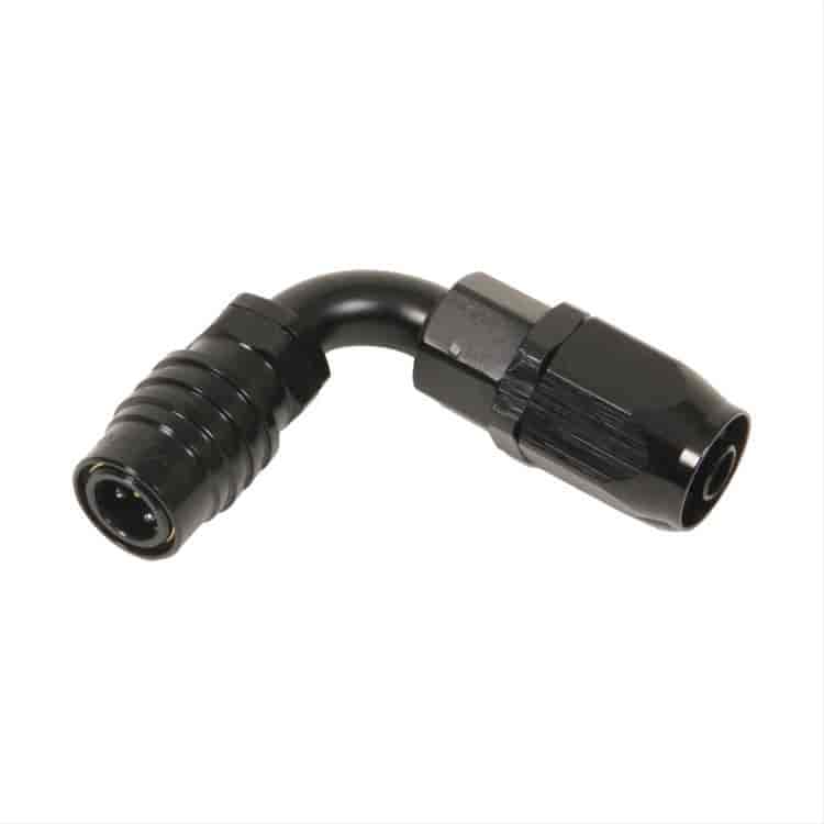 90DEG Elbow- Socket -8 AN Re-usable Nut- Valved- Buna Seals Black