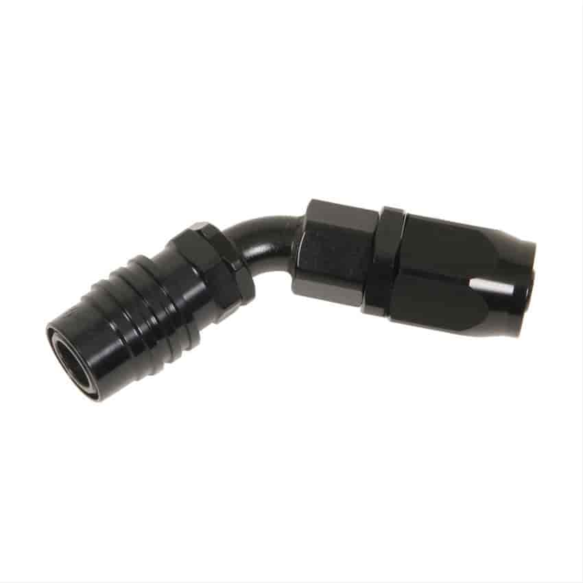 45DEG Elbow- Socket -10 AN Re-usable Nut- Non- Valved- Buna Seals Black