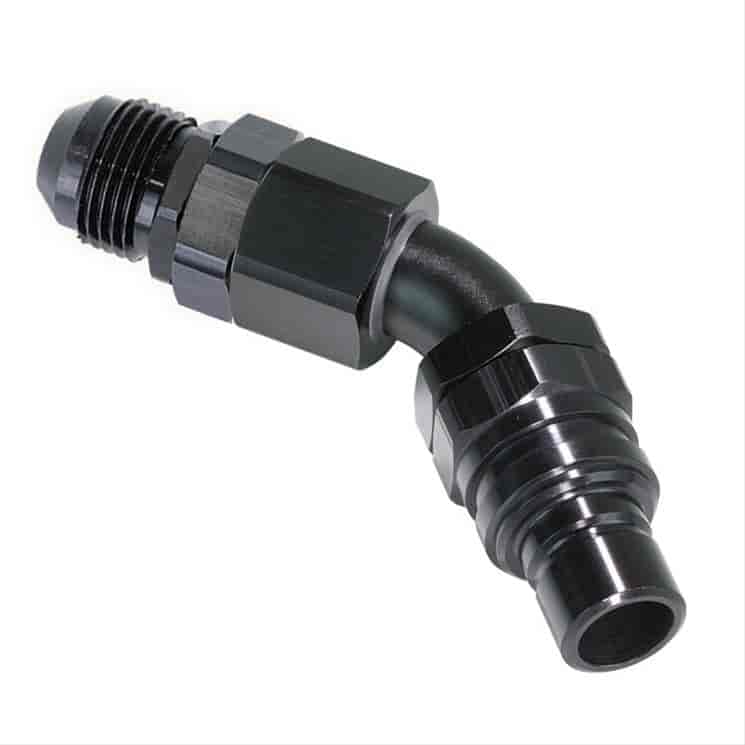 45DEG Elbow- Plug -12 AN Push Lock Hose End- Non- Valved- Buna Seals Black