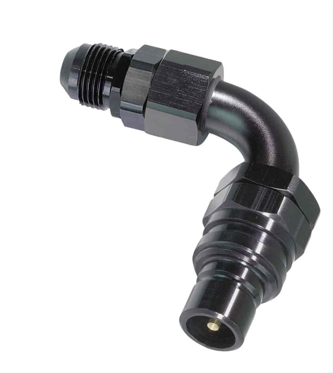 90DEG Elbow- Plug -12 AN Push Lock Hose End- Valved Black