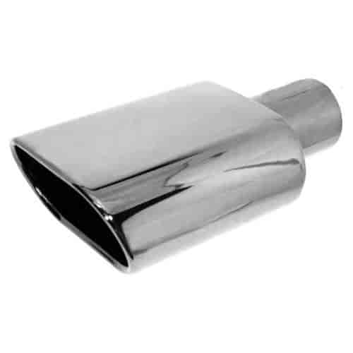 Chrome Stainless Steel Exhaust Tip Rolled Oval Angle Cut 3.5" x 3.75"