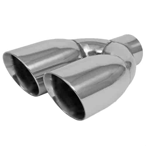 Chrome Stainless Steel Exhaust Tip Dual Round Double Wall 4"