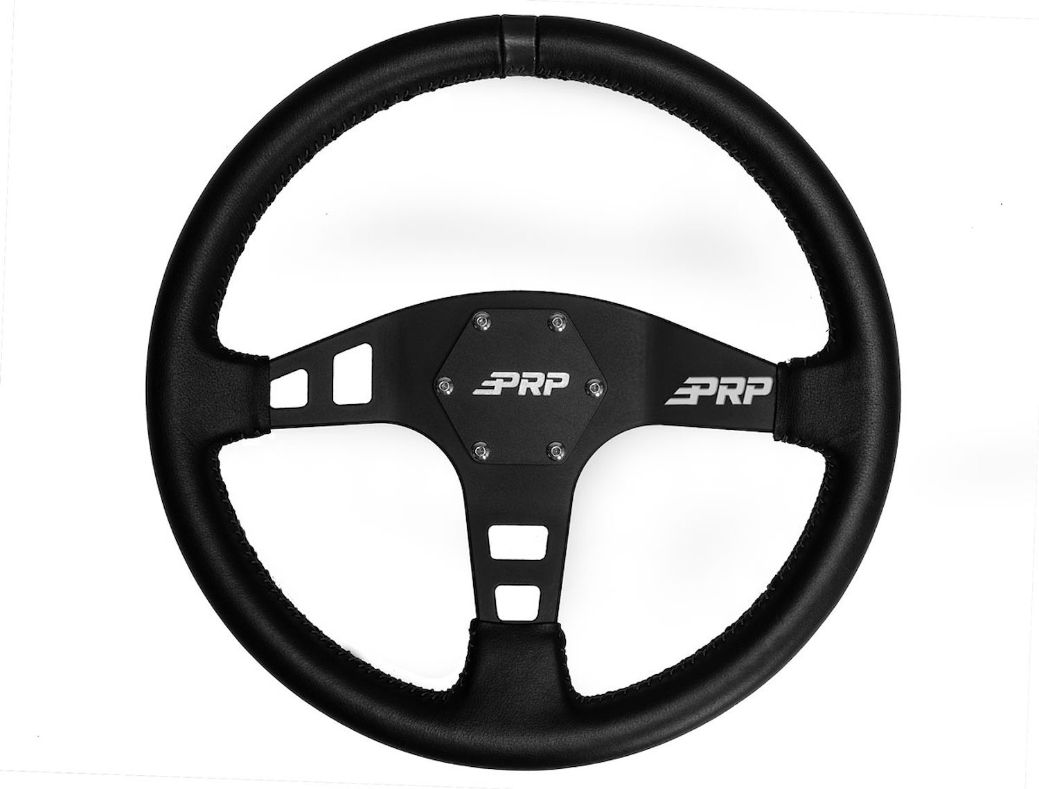 G210 Flat Leather Steering Wheel [Black]