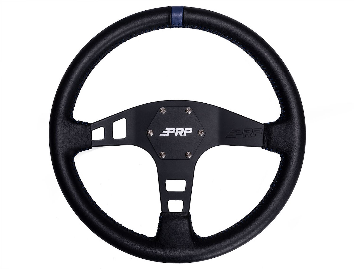 G211 Flat Leather Steering Wheel [Blue]