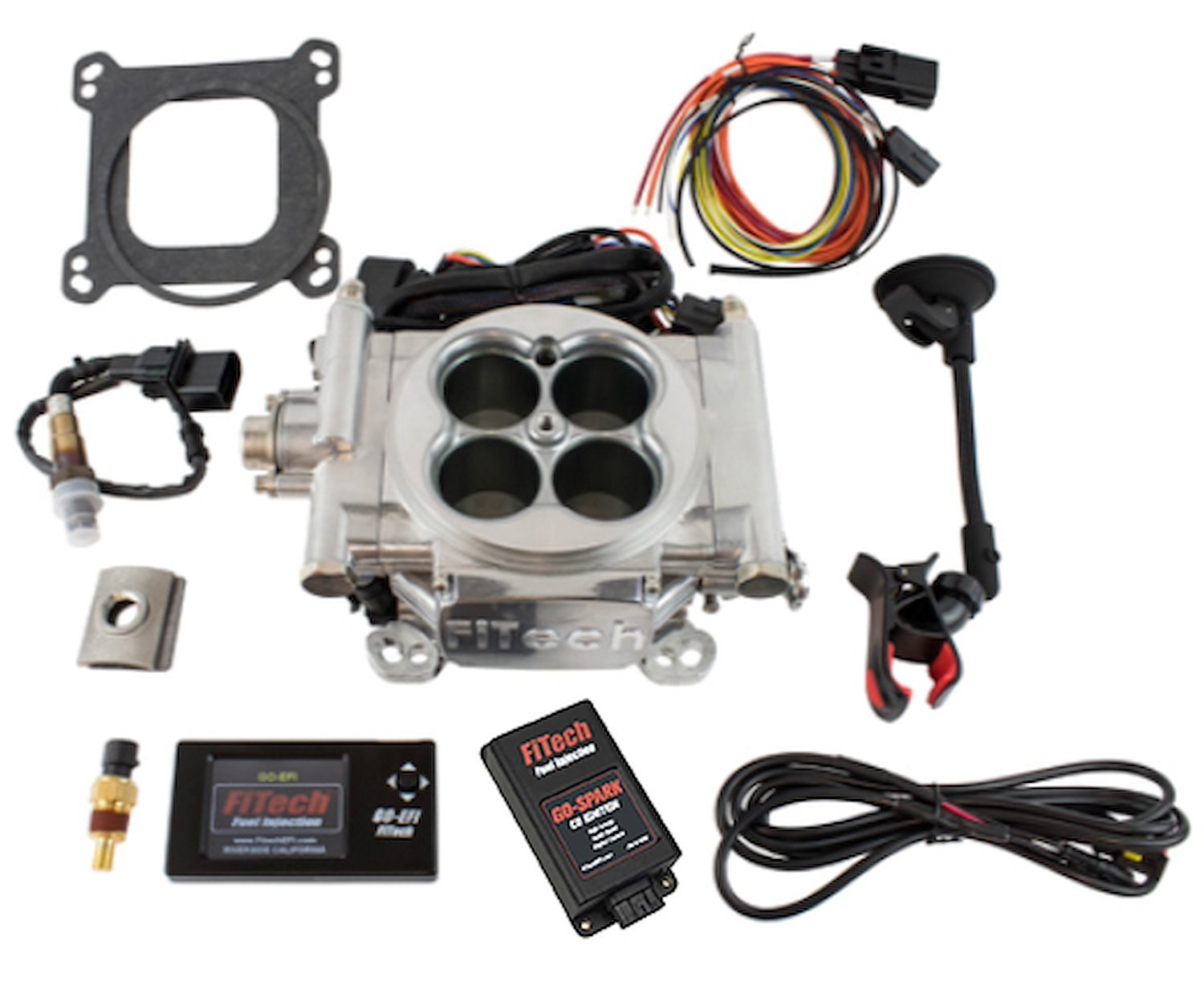 Go EFI-4 600 HP Throttle Body Fuel Injection Master Kit With CDI Box - Bright Aluminum