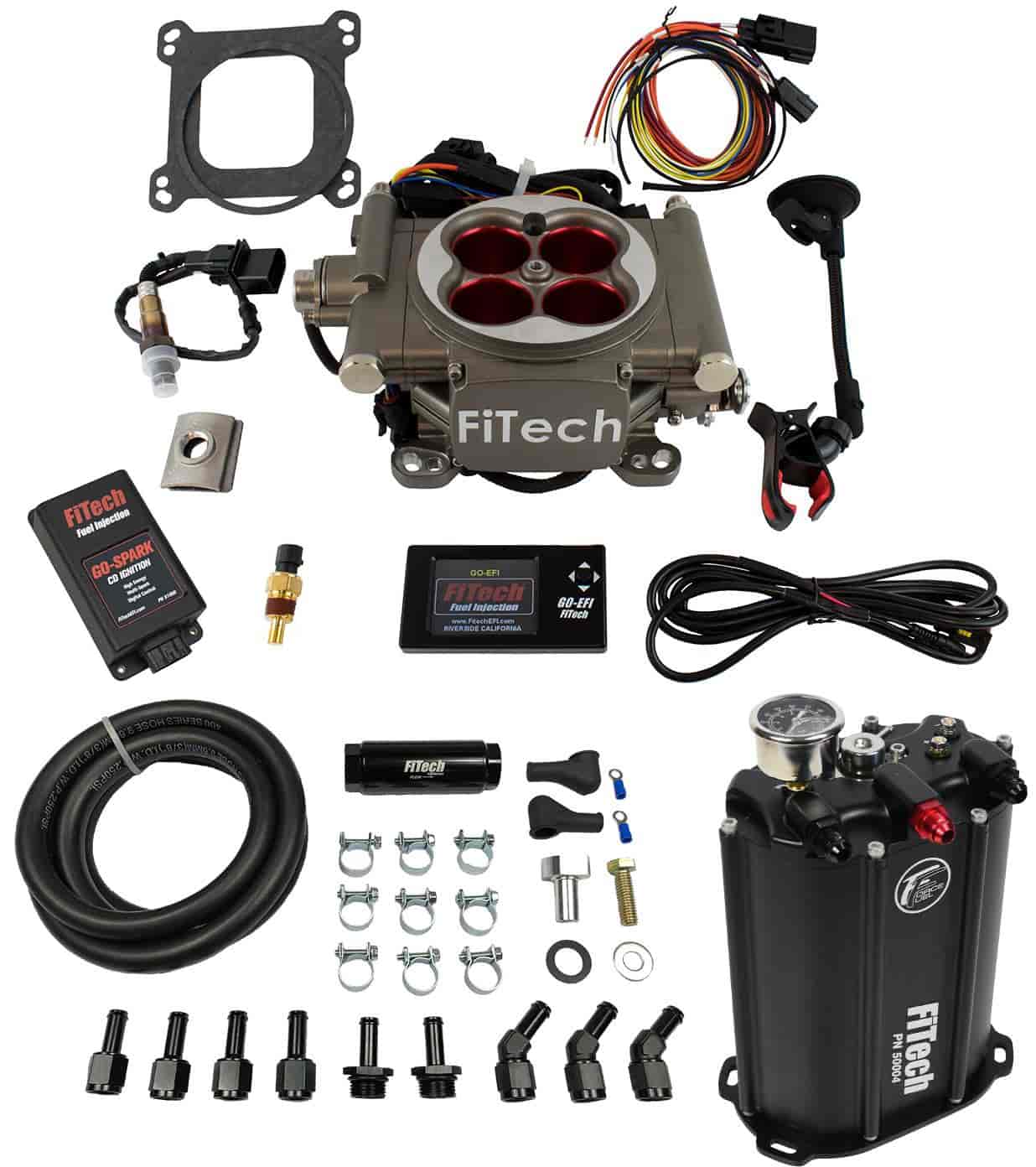 GoStreet EFI 400 HP Throttle Body Fuel Injection Master Kit [with Force Fuel System & CDI Box] Natural Aluminum