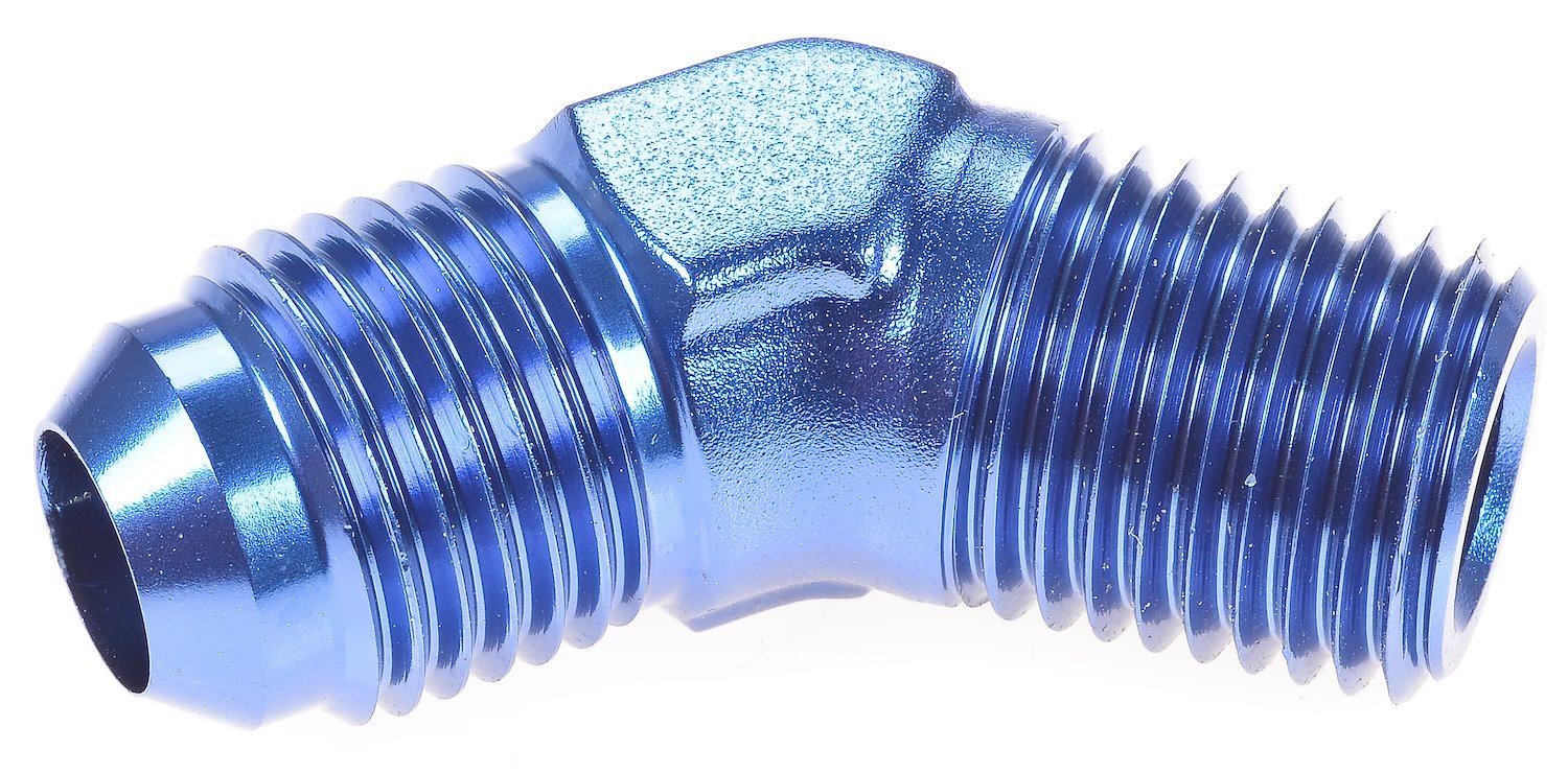 AN to NPT 45-Degree Adapter Fitting [-6 AN Male to 1/4 in. NPT Male, Blue]