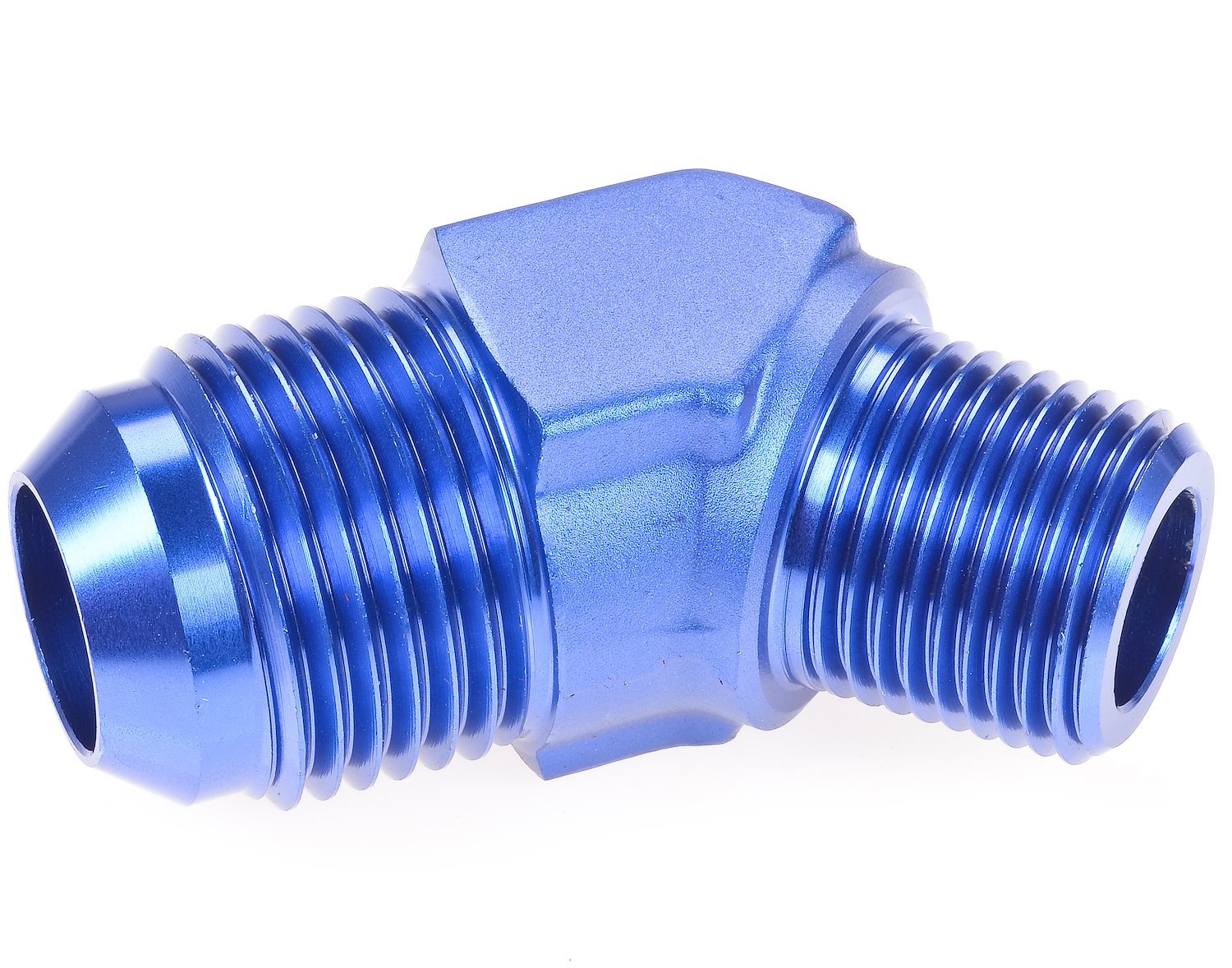 AN to NPT 45-Degree Adapter Fitting [-10 AN Male to 3/8 in. NPT Male, Blue]