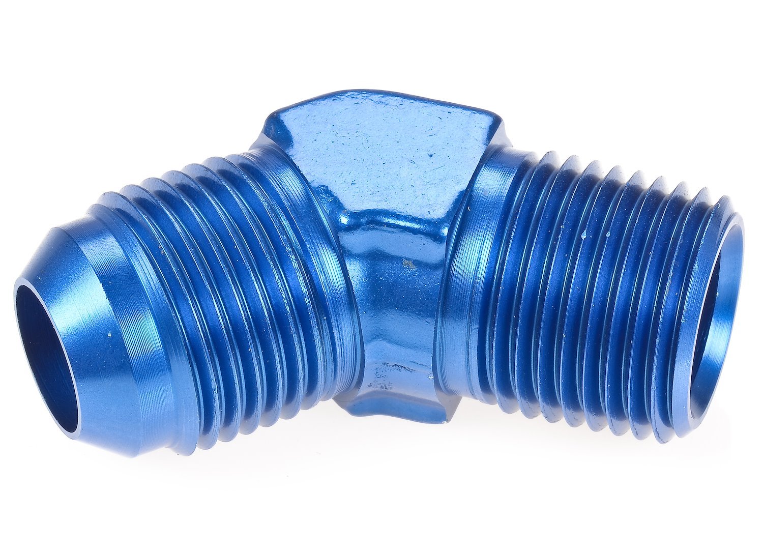 AN to NPT 45-Degree Adapter Fitting [-10 AN Male to 1/2 in. NPT Male, Blue]