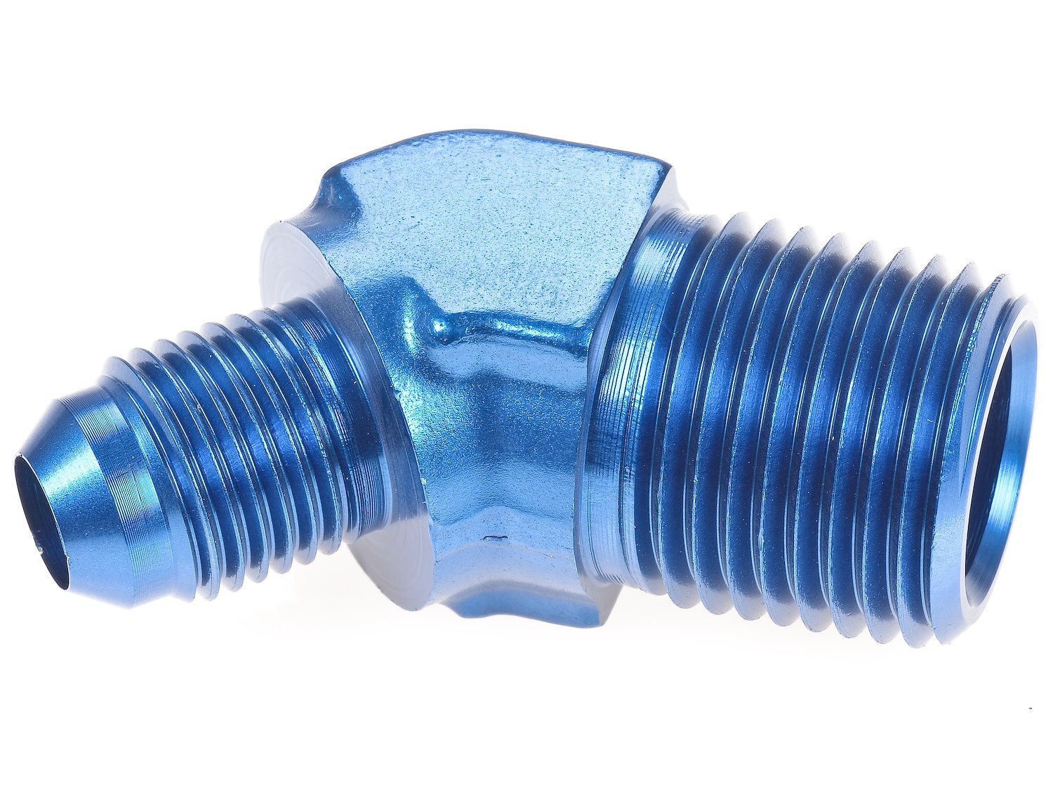 AN to NPT 45-Degree Adapter Fitting [-6 AN Male to 1/2 in. NPT Male, Blue]