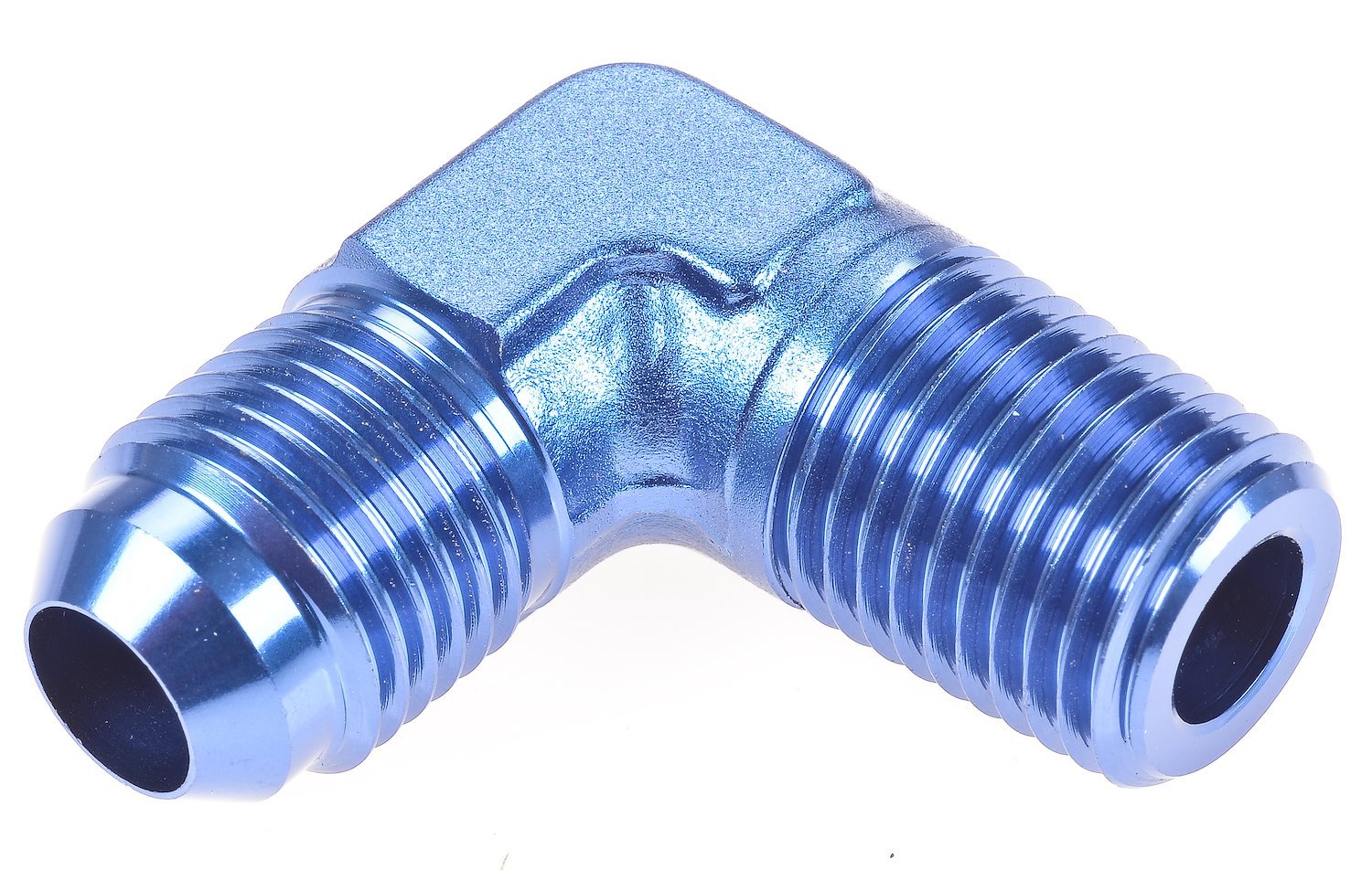 AN to NPT 90-Degree Adapter Fitting [-6 AN Male to 1/4 in. NPT Male, Blue]