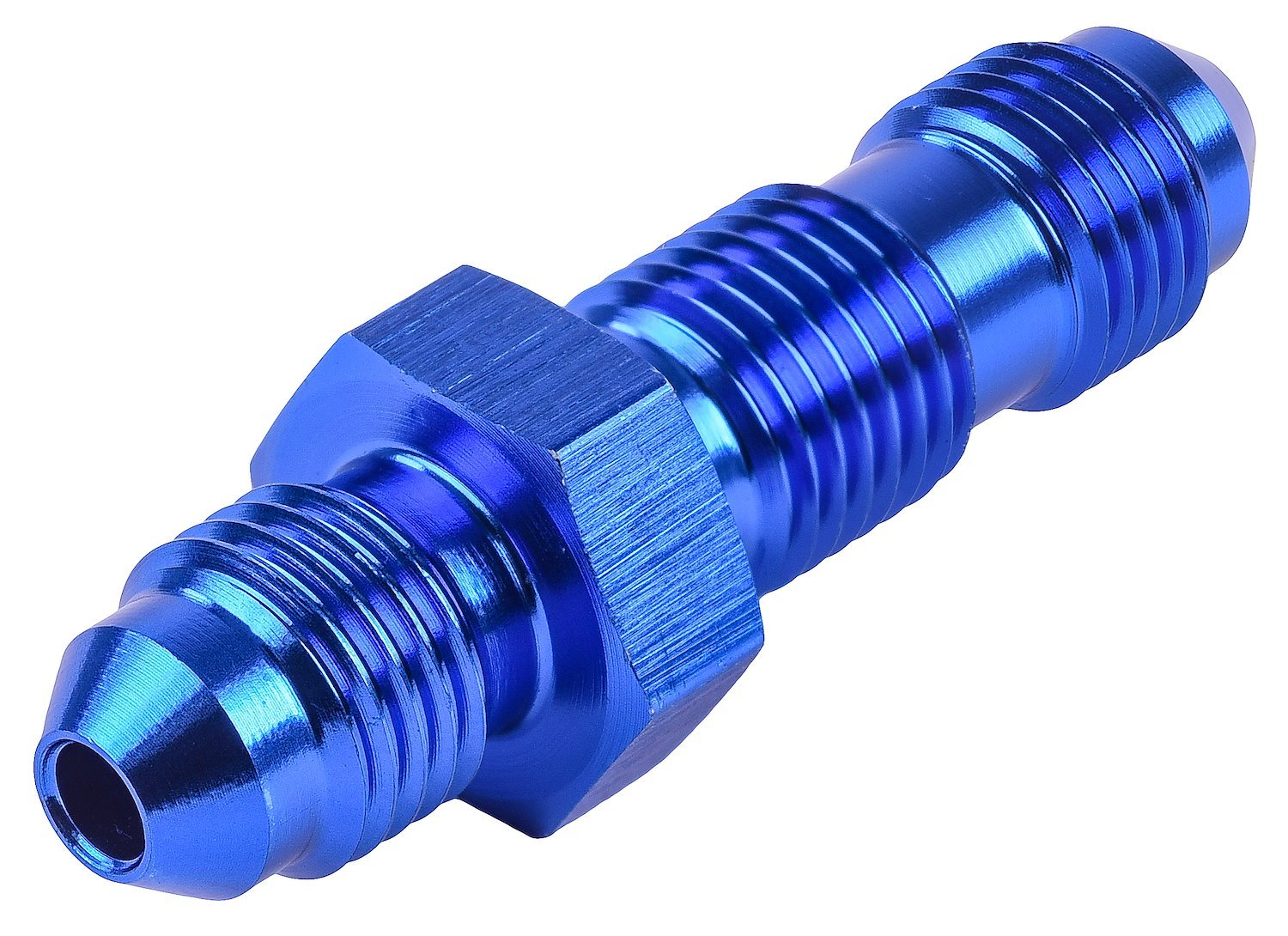 AN to AN Straight Bulkhead Adapter Fitting [-3 AN Male to -3 AN Male, Blue]