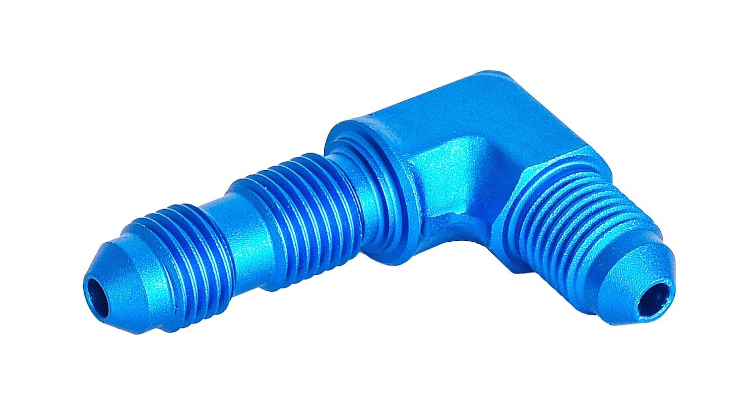 AN to AN 90-Degree Bulkhead Adapter Fitting [-3 AN Male to -3 AN Male, Blue]