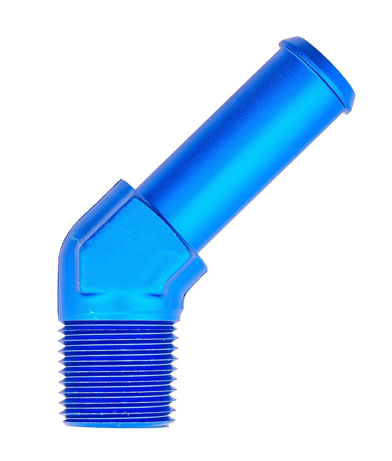 NPT to Hose Barb Fitting, 45-Degree [1/2 in. NPT Male to 5/8 in. I.D. Hose, Blue]