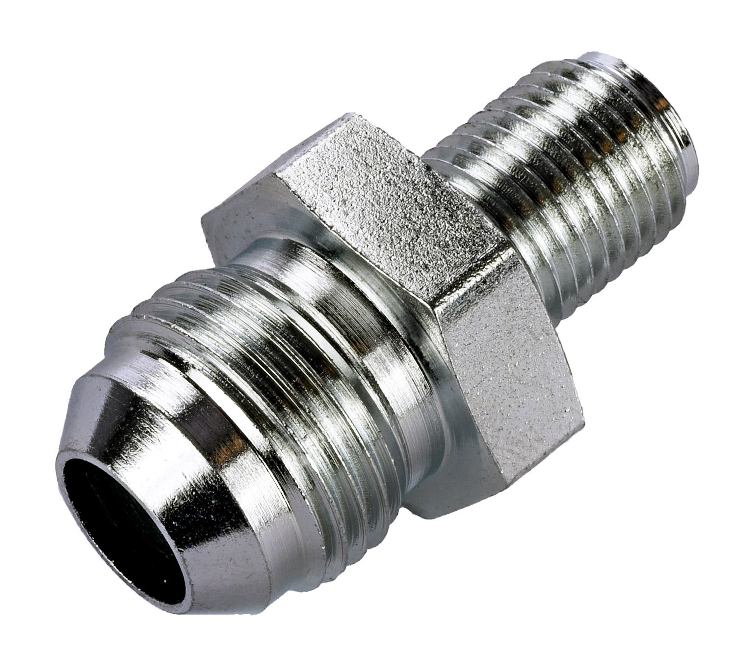 JEGS 100703: Adapter Fitting, -8 AN Male TO 1/2 in.-20 Inverted Flare Male, Steel, Zinc Plated Finish
