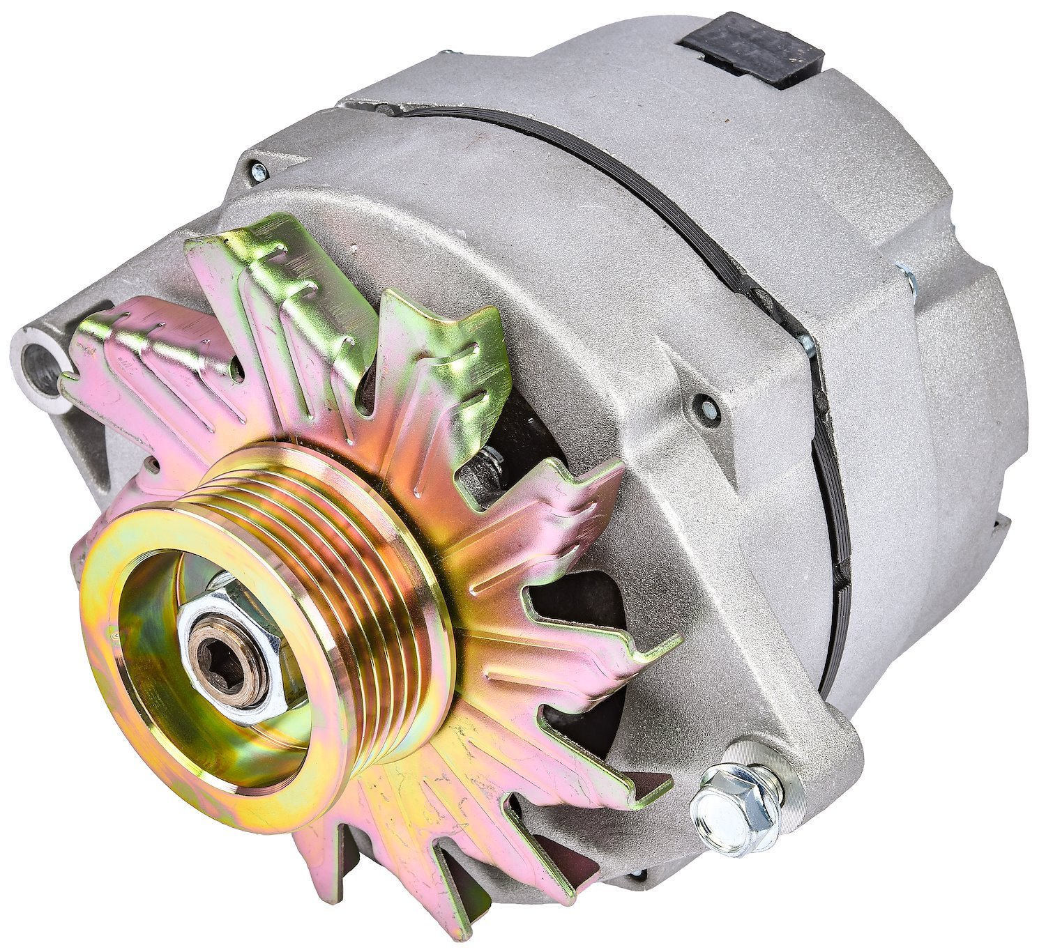JEGS 10146: 1-Wire GM Alternator | 100 AMP Output Serpentine Pulley |  Natural Aluminum Finish - JEGS