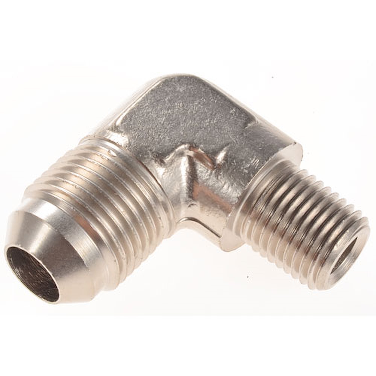 AN to NPT 90-Degree Adapter Fitting [-8 AN Male to 1/4 in. NPT Male, Nickel]