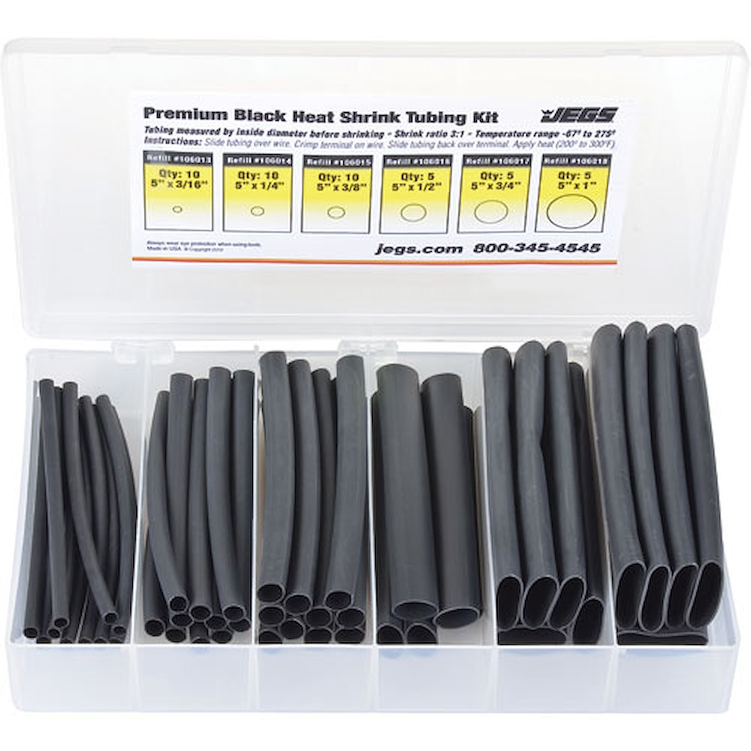 Black Premium Heat Shrink Tubing Kit with Storage
